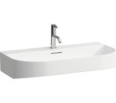 Lavabo de sobremesa sonar de laufen, 3 agujeros para grifo, con rebosadero, 800x420mm, pulido, h8163440001081, color: blanco