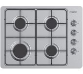 Placa de gas infiniton gas43bxal, 4 quemadores, profunidad 43 cm, mandos laterales, inox