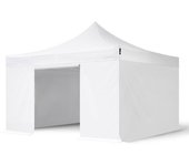 4x4 m carpa plegable, professional aluminio 40mm, laterales sin ventana, blanco