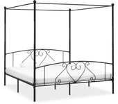Estructura de cama con dosel metal negro 180 x 200 cm