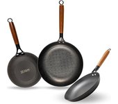 Lätt home juego sartenes hierro fundido antiadherente cocina induccion gas vitrocerámica eléctrica horno lavavajillas - mango removible - 20-24-28cm