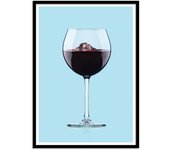 Art-poster - hippo wine - artem pozdnyakov - con marco negro 30 x 40 cm