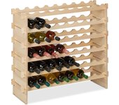 Relaxdays botellero, estante apilable 48 botellas, vinoteca madera, mueble almacenaje vino, 73 x 82 x 25 cm, natural