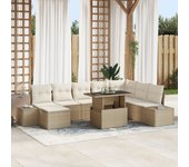 Vidaxl juego de sofá de jardín juego de 9 beige poliratán