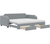 Sofá cama nido con cajones tela gris claro 90x200 cm