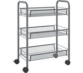 Carrito de cocina，estantería de cocina, carrito de servir 3 niveles hierro gris 46x26x64 cm cfw95662