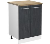 Vicco mueble bajo de cocina r-line, hormigón negro, 60 cm et roble