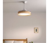 Wind clear rattan - ventilador de techo 40w silencioso ø107cm aspas retráctiles con luz led de 36w y mando a distancia sin wifi