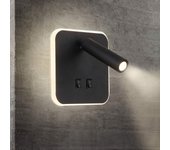 Luces de noche led lámpara de pared interior del hotel apliques de cama lámpara de pared del pasillo con interruptor negro 10w (cuadrado)