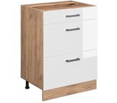 Vicco mueble bajo de cocina r-line, blanco alto brillo, 60 cm con cajones, sin encimera