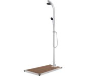 Vidaxl ducha de jardín con base marrón 220 cm aluminio