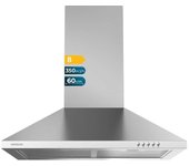 Campana extractora 60 cm piramidal bolero flux pm 603500 inox b. motor 65w, acabado inox, succión 350m3/h, control mecánico, 3 niveles de potencia, lu