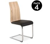 Pack 4 sillas de comedor sensei madera - negro sensei 50 x 97 x cm