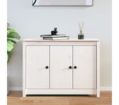 Aparador | aparador de comedor | armario de cocina de madera maciza de pino blanco 100x35x74 cm cfw91945