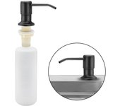 Dispensador de jabón para fregadero de cocina, de acero inoxidable, recargable, de 350 ml, con bomba giratoria de 360° (negro)