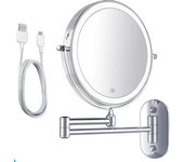 Espejo de maquillaje - recargable - cromo - aumento 1-10x