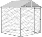 Parque para perros pawhut acero galvanizado, tela oxford plata 200x200x237 cm