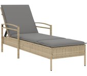 Tumbona | silla de jardín con cojín ratán sintético beige 63x200x81 cm cfw56420