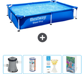 Paquete de piscina - bestway - rectángulo - 221x150x43 cm + accesorios cb86