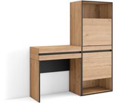 Consola entrada, 130x35x145cm, recibidor, zapatero, roble