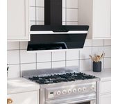 Campana extractora de pared 90 cm acero y cristal templado negro vidaxl