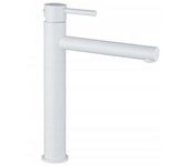 Grifo lavabo caño alto monomando, blanco