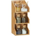 Relaxdays mueble organizador pequeño con 3 niveles, bambú, 41 x 18 x 17 cm