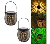 Linternas solares colgantes para exteriores, farol solar impermeable ip65, linterna decorativa de hierro, 2 ud.