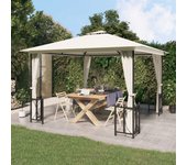 Maison exclusive - cenador con paredes laterales y techos dobles color crema 3x3 m