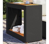 Mesa auxiliar de jardín tapa de madera negra 100x40x75 cm