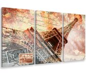 Cuadro tríptico cuadro foto torre eiffel y arte abstracto - 90x60 cm