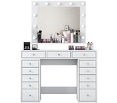 Mesa de maquillaje bj119 2895 blanco con espejo y luces led