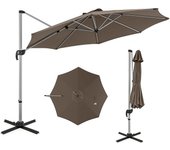 Costway sombrilla terraza exterior con base 3.39x3.39m, parasol jardin excentrico, rotación de 360°, inclinación ajustable, guarda sol jardin exterior