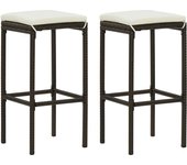 Pack 2 uds taburetes de bar | taburete de cocina | taburete alto con cojines ratán sintético marrón cfw49783