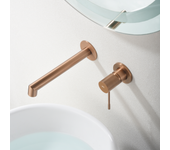 Imex - grifo monomando lavabo empotrado | grifo baño mezclador agua fria y caliente | serie line | color oro rosa cepillado