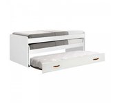 Cama triple aglomerado blanco con somieres 90x200cm
