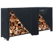 Estante para leña de 96 x 24 x 42 pulgadas con tapa, soporte para leña para chimenea al aire libre de gran capacidad con 420d resistente al agua