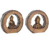 Figura decorativa dkd home decor 40 x 13 x 40 cm dorado marrón buda oriental (2 unidades)