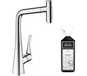 Grifo de cocina con hansgrohe metris select m71 320 pulverizador cromado de 2 chorros + limpiador briochin
