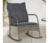 Mecedora de jardín con cojines de resina trenzada gris