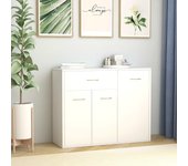 Aparador | aparador de comedor | armario de cocina de madera contrachapada blanco 88x30x70 cm cfw83306