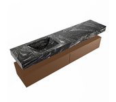 Mondiaz alan-dlux 200cm mueble de baño rust 2 cajones. con lavabo cloud izquierda sin orificios color lava