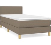 Cama con somier tapizado y colchón de tela gris topo de 90x200 cm