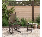 Vidaxl silla mecedora con mesa plegable madera maciza de álamo marrón