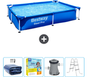 Paquete de piscina - bestway - rectángulo - 221x150x43 cm + accesorios cb9