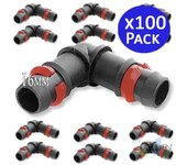 Pack 100 codo riego por goteo 16mm anilla de seguridad | codo conector tuberia 16 mm | codo goteo para manguera de riego 16 mm