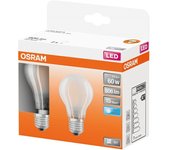 Osram 4058075435384, lampadina led, attacco: e27, bianca fredda, 4000 k, 7 w, equivalenti a 60 w, led superstar classic a, opaco, confezione da 2