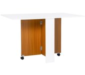 Mesa plegable con ruedas homcom aglomerado de madera, metal y plástico blanco y madera 120x80x73 cm 833-412