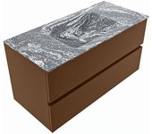 Mondiaz vica dlux 100cm mueble de baño color rust con 2 cajones. con lavabo cloud centro sin orificios color lava
