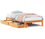 Estructura cama con cajones madera maciza pino marrón 90x190 cm